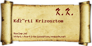 Kürti Krizosztom névjegykártya